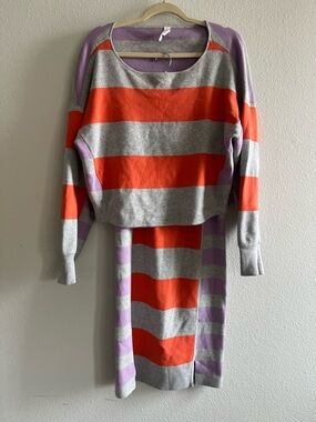 Daily Practice by Anthropologie Glens Striped Sweater and Skirt Set size S
